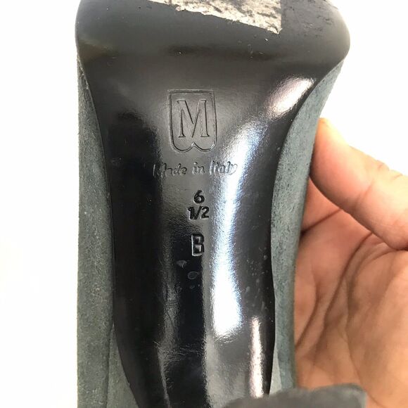 Bruno Magli Women’s Square Toes Suede Pumps Heels Dark Olive Green - Picture 6 of 12